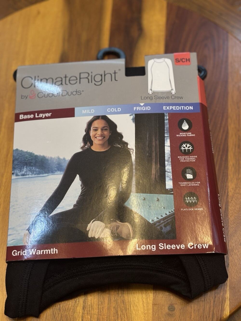 ClimateRight by Cuddl Duds Grid Warmth Women’s Base Layer Top Black S NWT